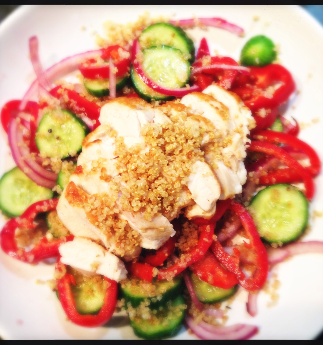 Grilled Chicken, Toasted Quinoa and Pickled Pepper Salad