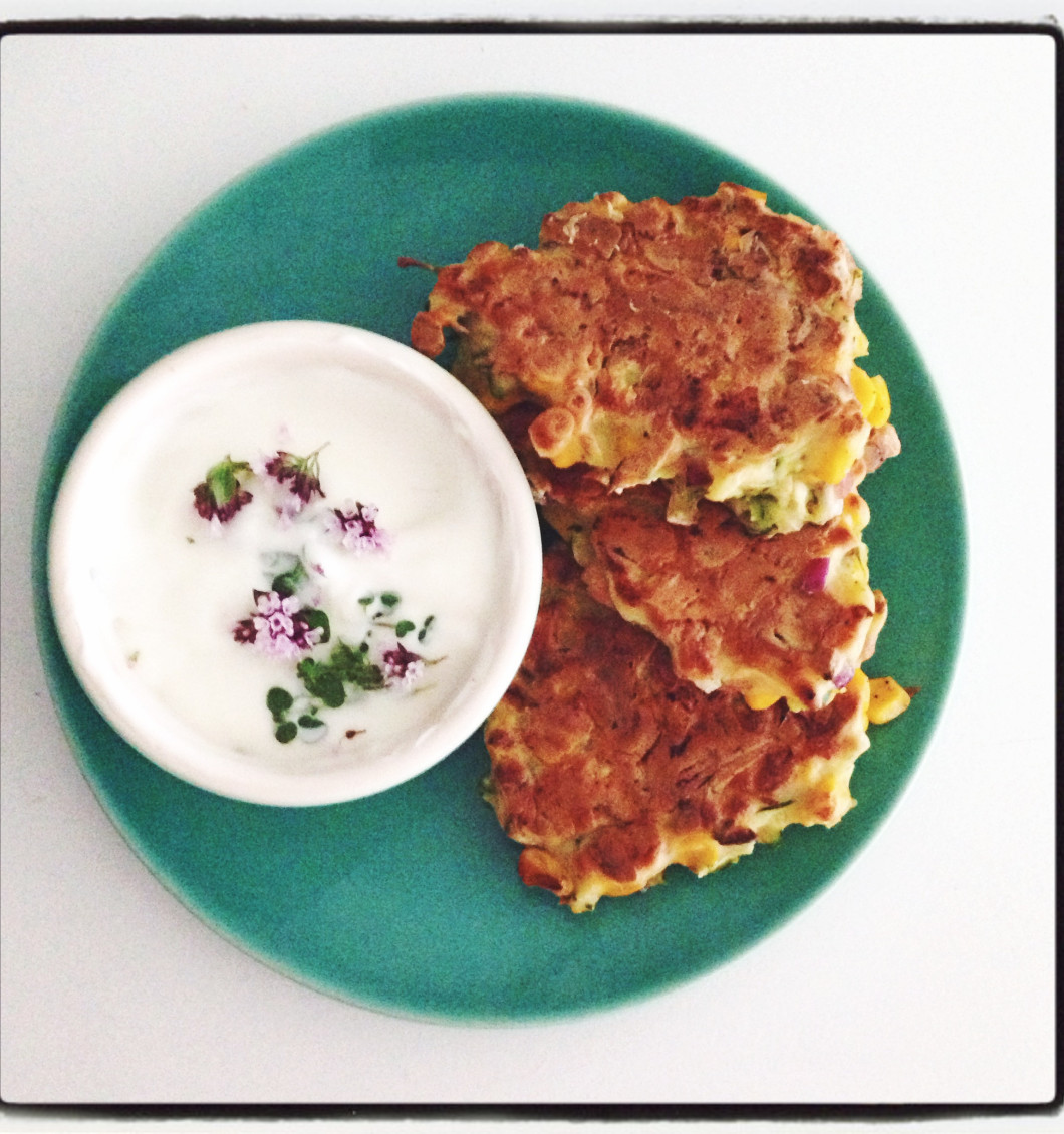 Courgette, Corn and Ham Fritters