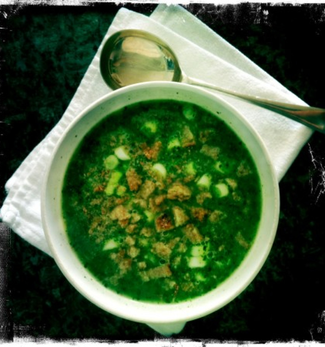 Kale Soup with Rye Crumbs