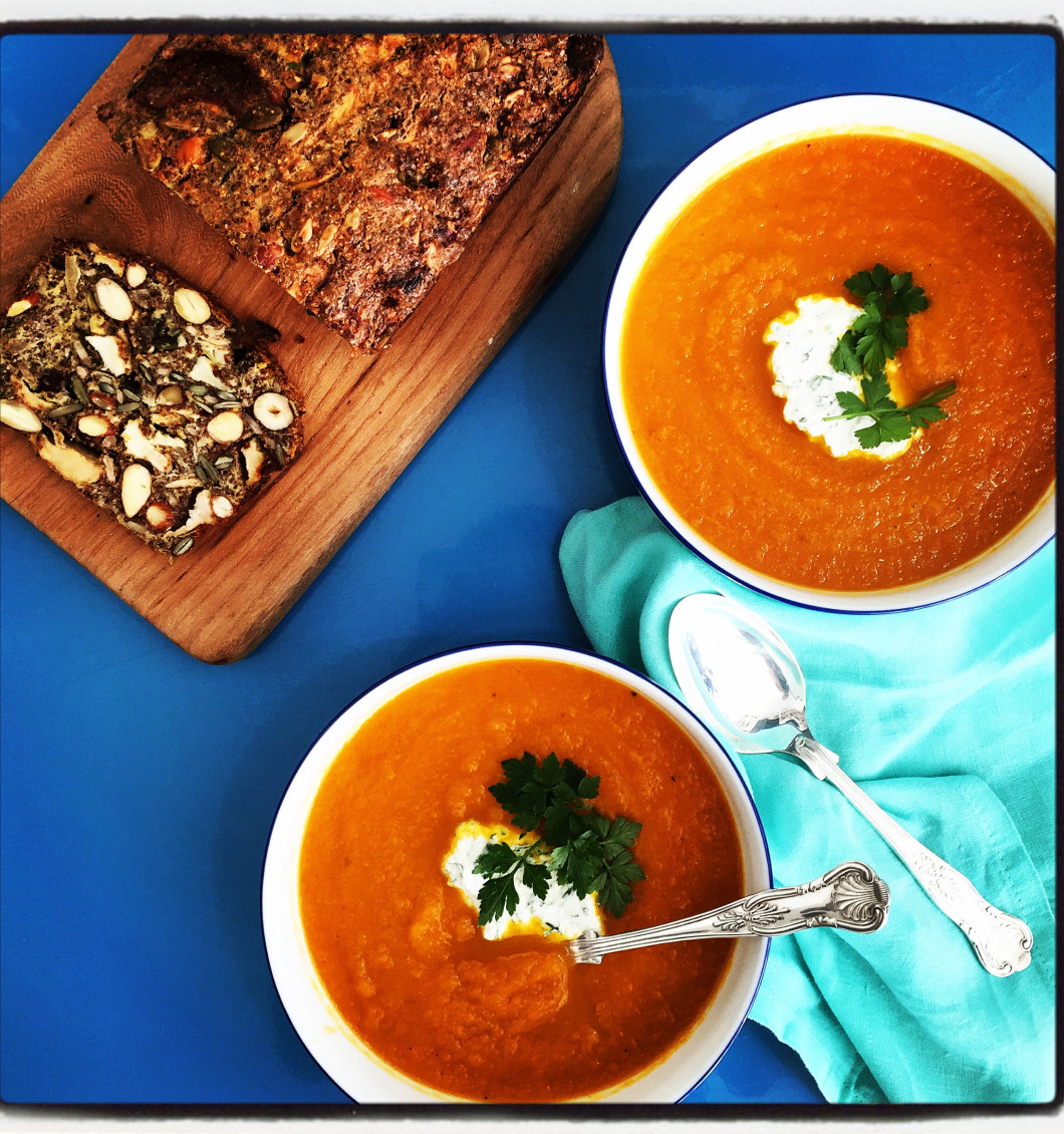 Roast Carrot Soup with Parsley Ricotta (video)